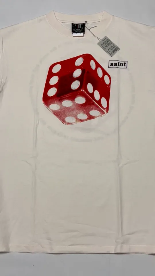 SAINT Mxxxxxx CIRCLE TEE/WHT SAINT dice printed washed short sleeves off-white S-XL cylindrical side seam fabric high weight cylindrical woven tee original development highly restored printing VINTAGE black label/wash label code correct/tag code correct Invincible details Top purchasing level